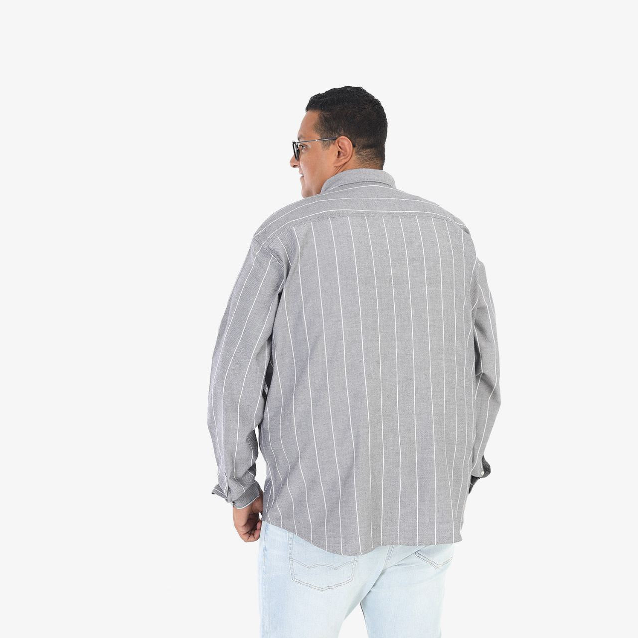 قميص مقلم بيكة - رصاصى