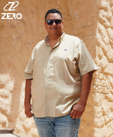 قميص كتان نص كم - بيج