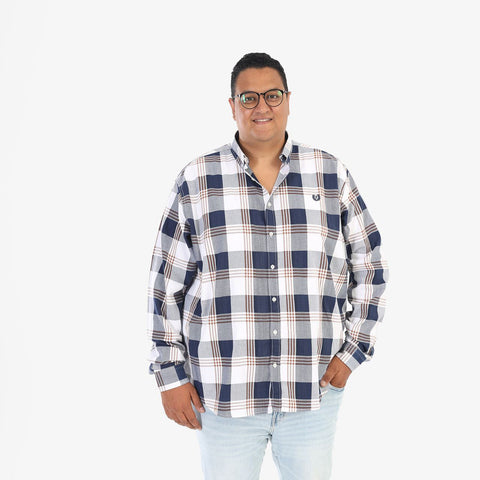 قميص كاروه قطن - كحلى فى ابيض