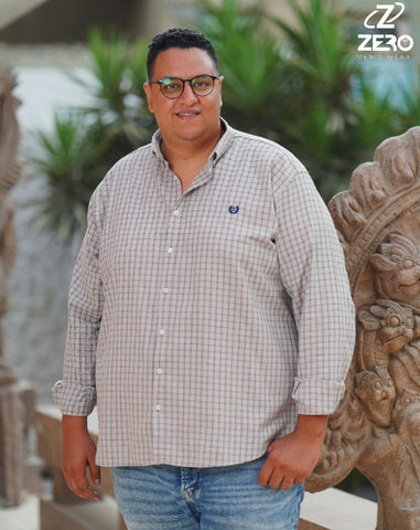 قميص كاروه قطن - بيج