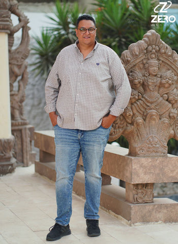 قميص كاروه قطن - بيج