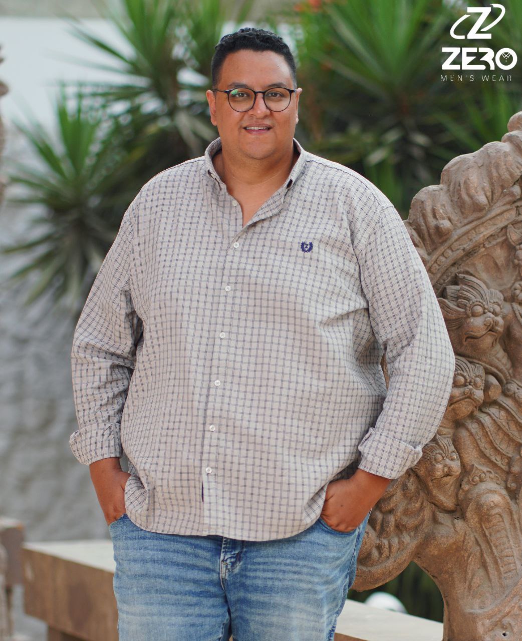 قميص كاروه قطن - بيج