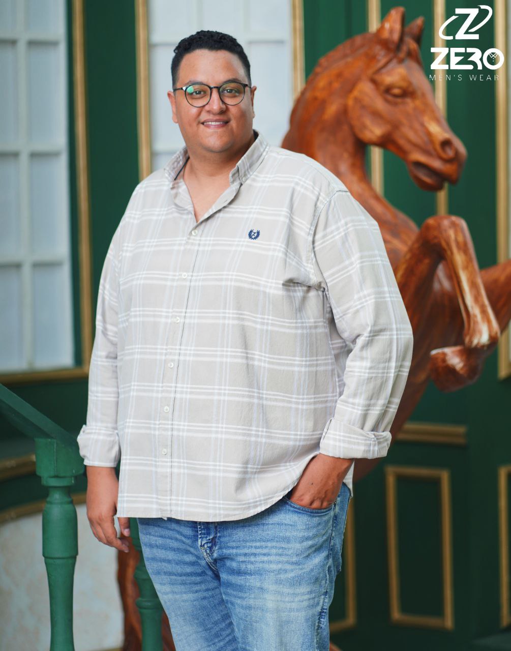 قميص كاروه قطن - بيج