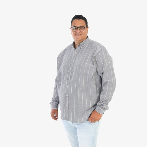 قميص مقلم  بيكة - رصاصى