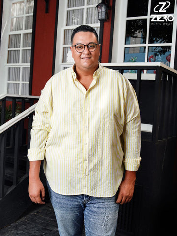 قميص مقلم بيكة - اصفر