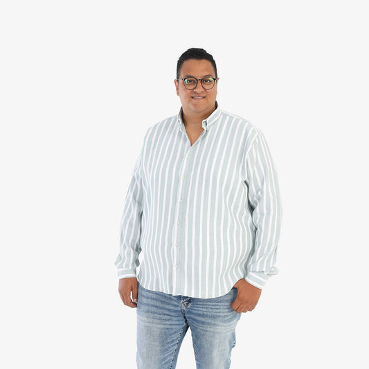 قميص مقلم بسكوتة  - اخضر