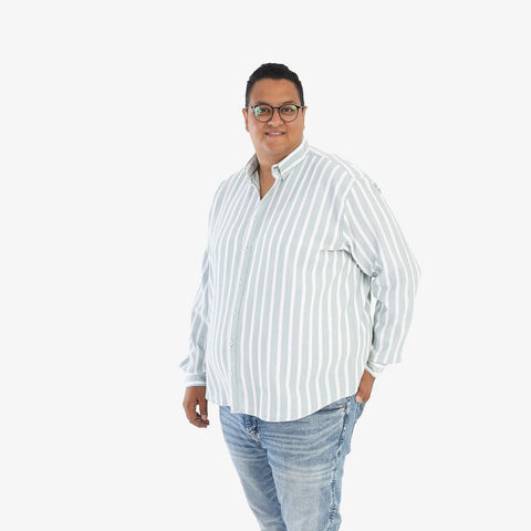 قميص مقلم بسكوتة  - اخضر