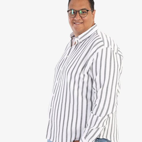 قميص مقلم بسكوتة - ابيض