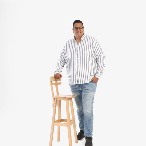 قميص مقلم بسكوتة - ابيض