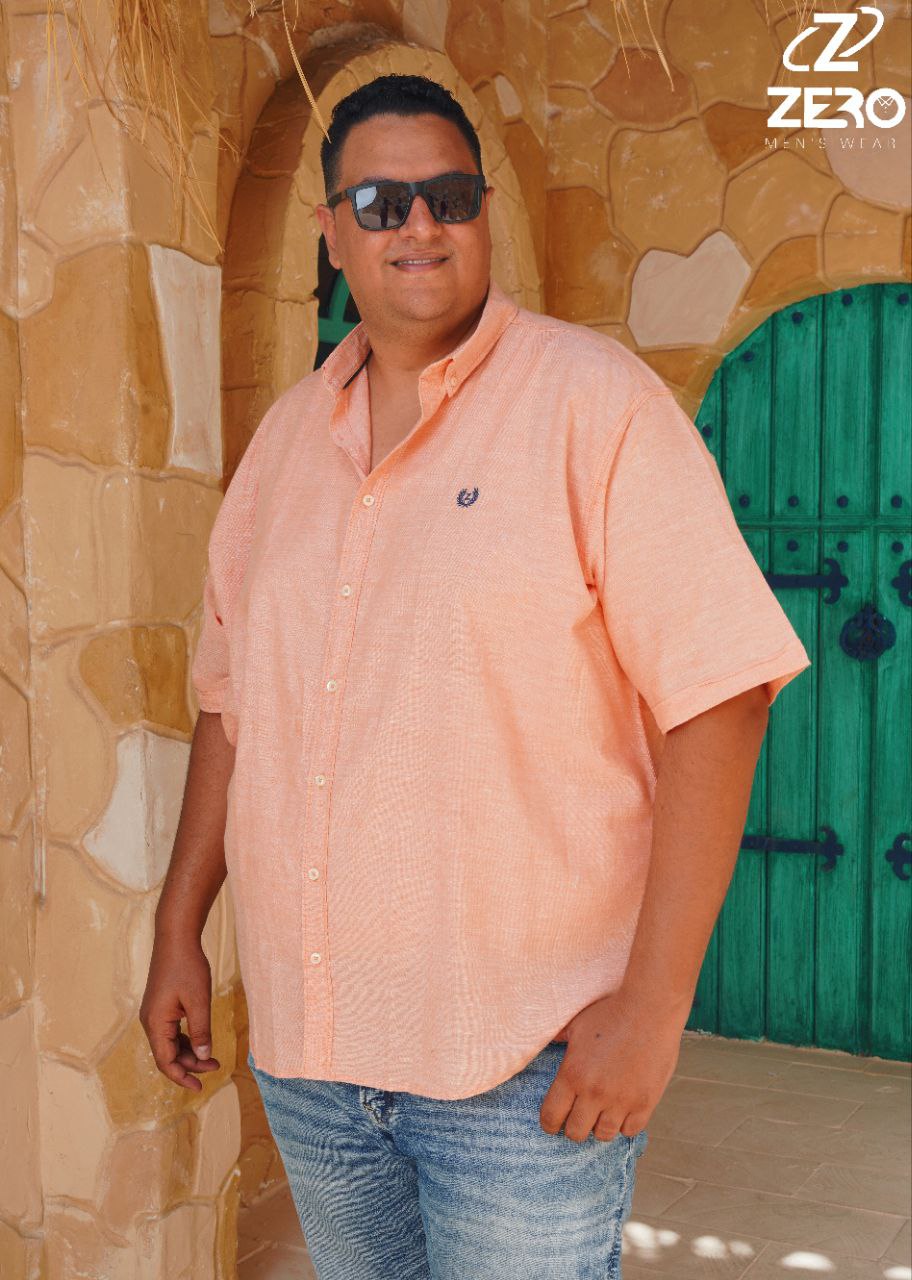 قميص كتان نص كم - اورانج