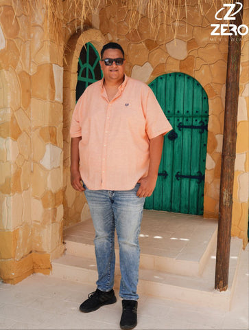 قميص كتان نص كم - اورانج