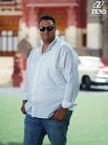 قميص كتان سادة ابيض