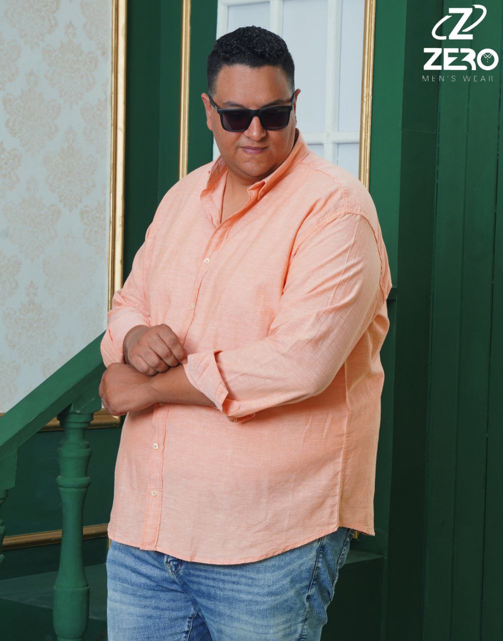 قميص كتان سادة - اورانج