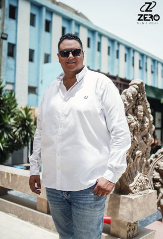 قميص اكسفورد قطن  -  ابيض