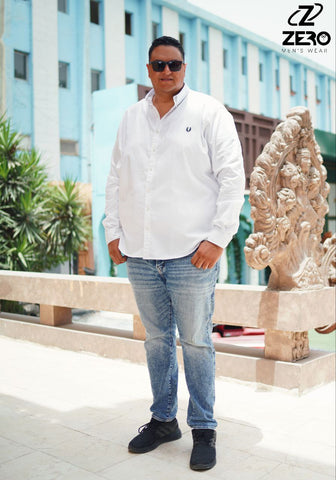 قميص اكسفورد قطن  -  ابيض