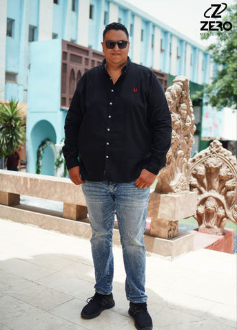 قميص اكسفورد قطن -  اسود