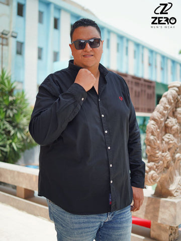 قميص اكسفورد قطن -  اسود