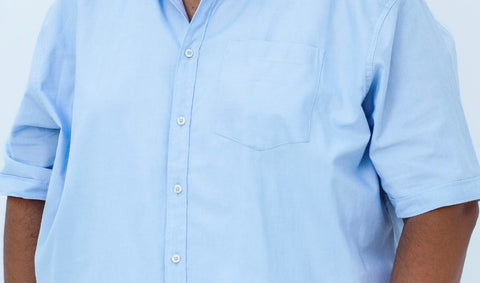 قميص اكسفورد نص كم  قطن (بجيب) - لبنى