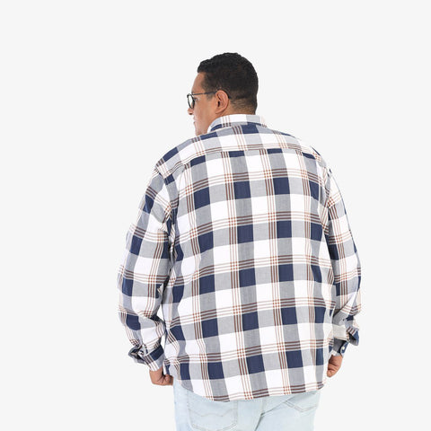 قميص كاروه قطن - كحلى فى ابيض